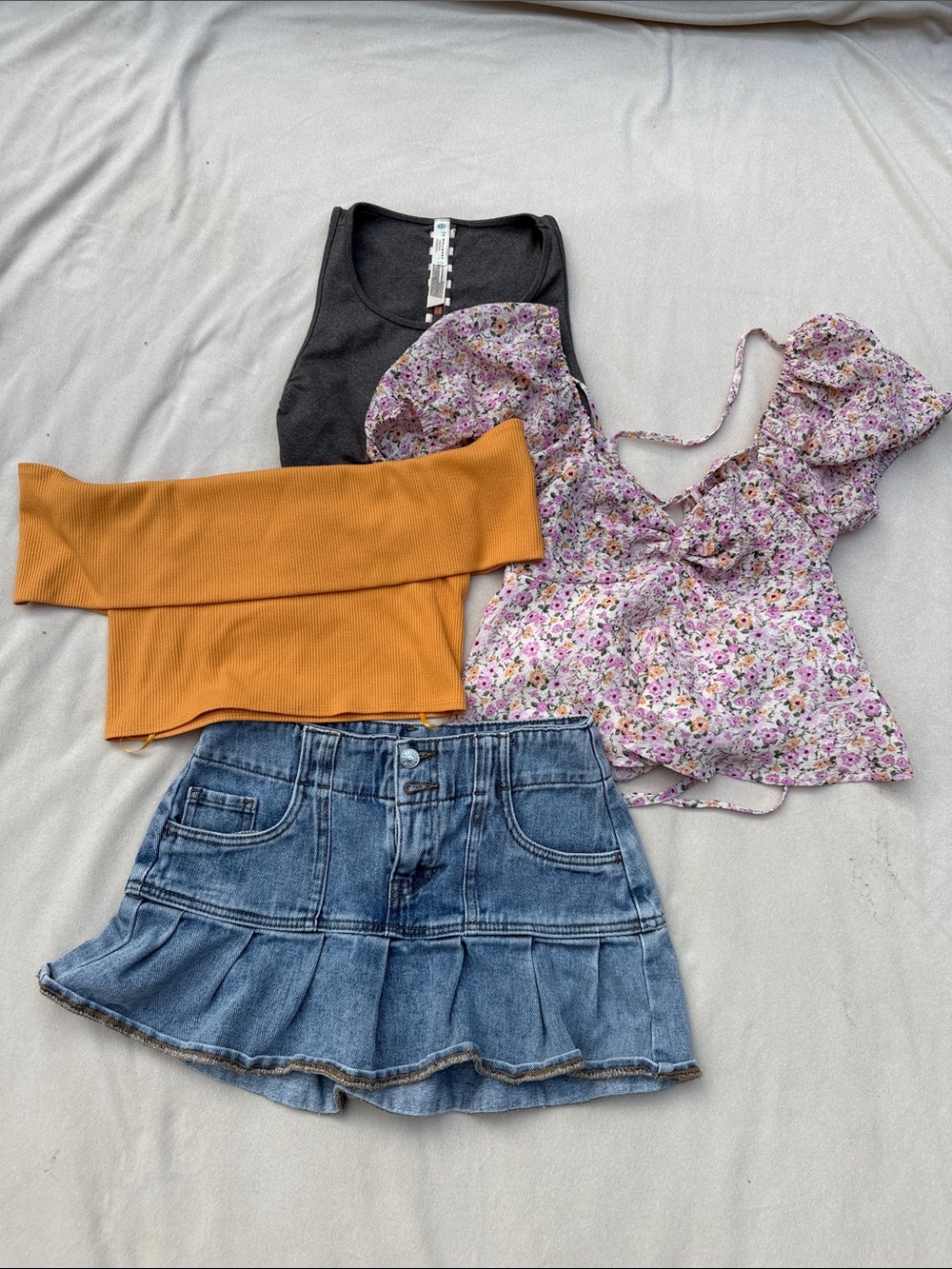 PacSun, Free People, Urban Outfitters, and Alter’d State Tops and Denim Skirt